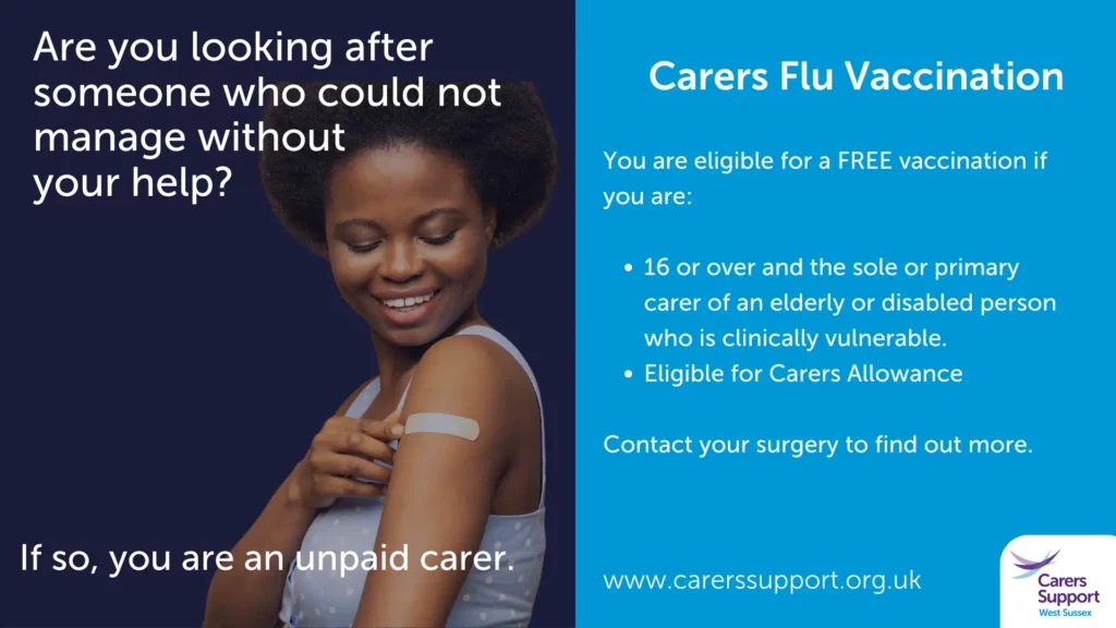 Carers flu vaccination for those 16 and older