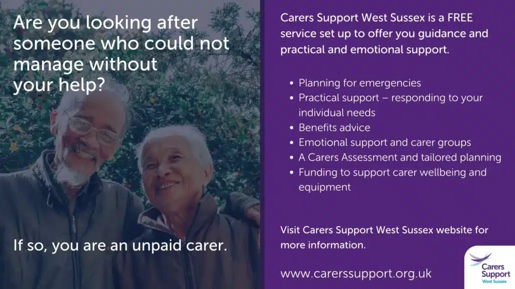 Carers Support slide advertising to unpaid carers