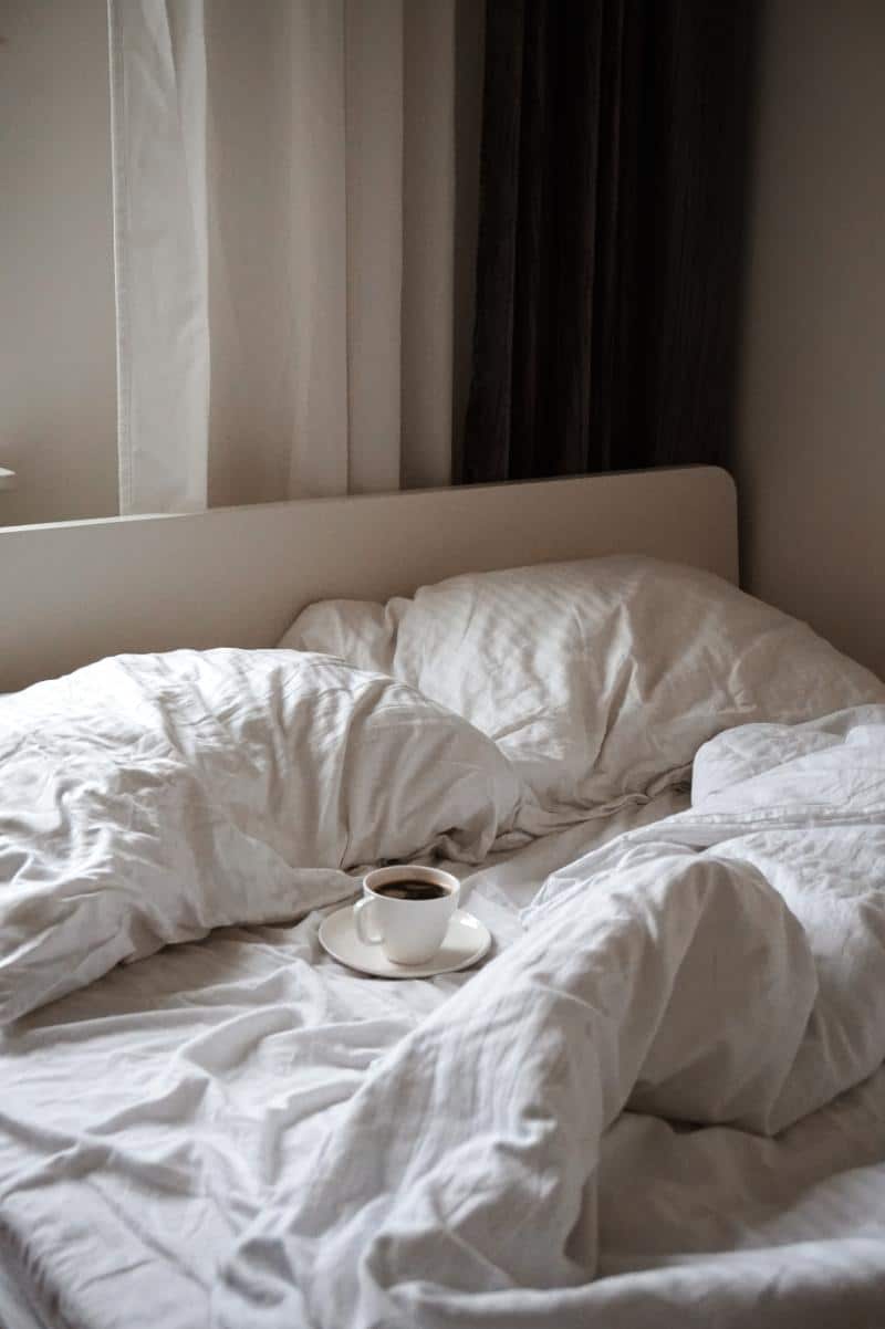 bed with coffee